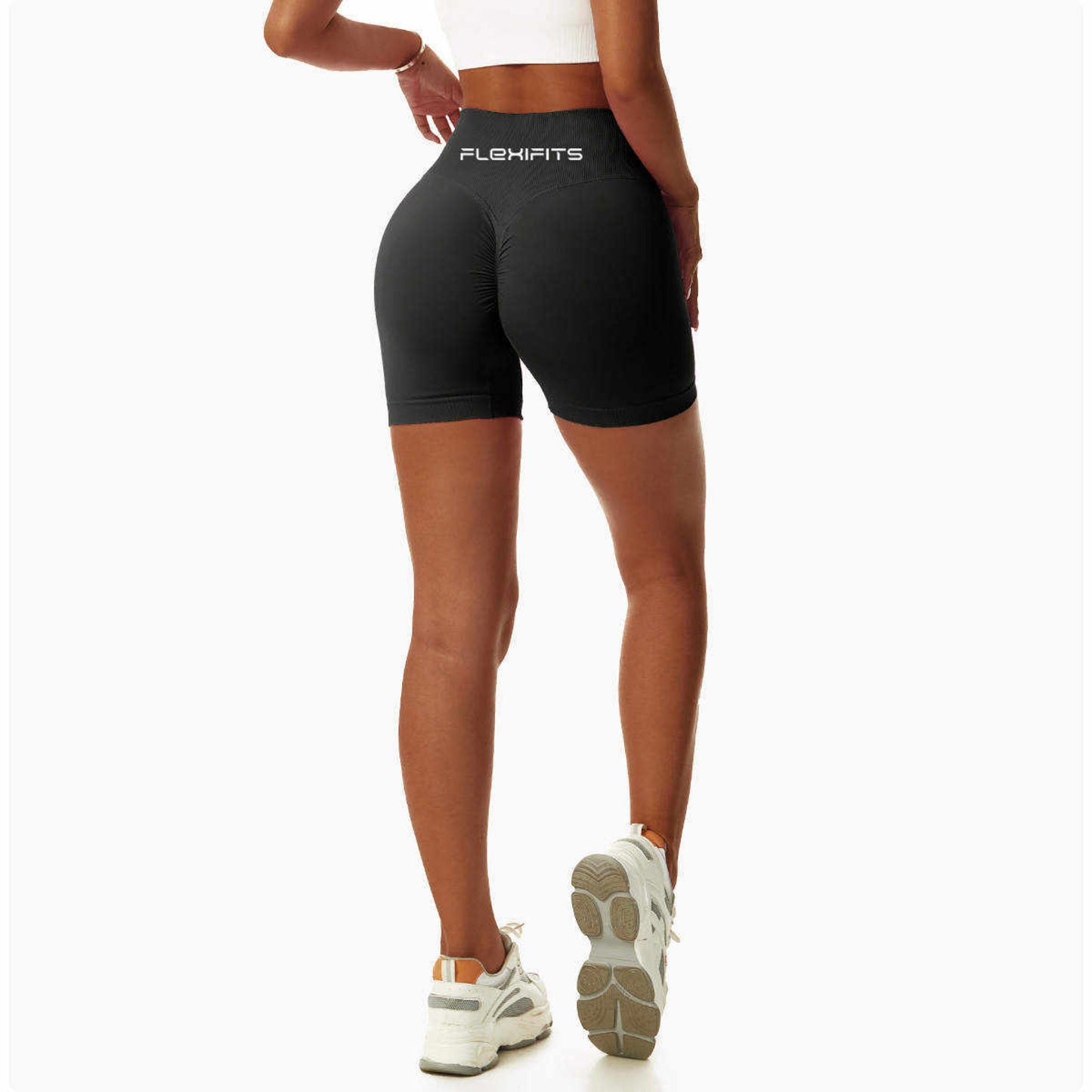 Black seamless shorts cross waist